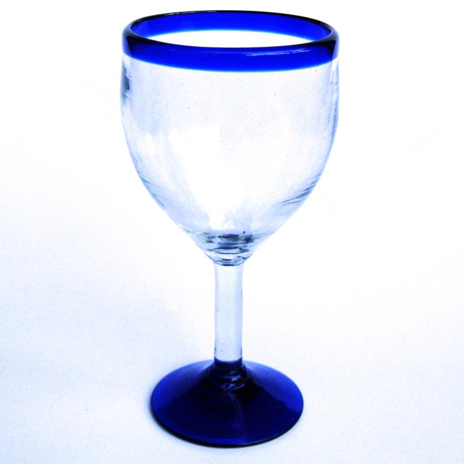 Borde de Color / Juego de 6 copas para vino con borde azul cobalto / Capture el aroma de un fino vino tinto con stas copas decoradas con un borde azul cobalto.